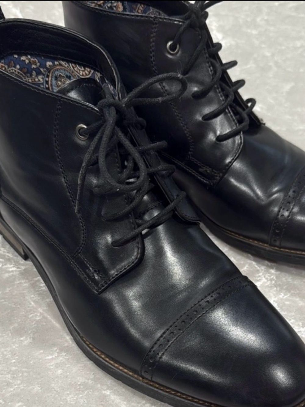 Bruno Marc Black Cap Toe Ankle Boots Mens 10 Lace Up Dress Boots